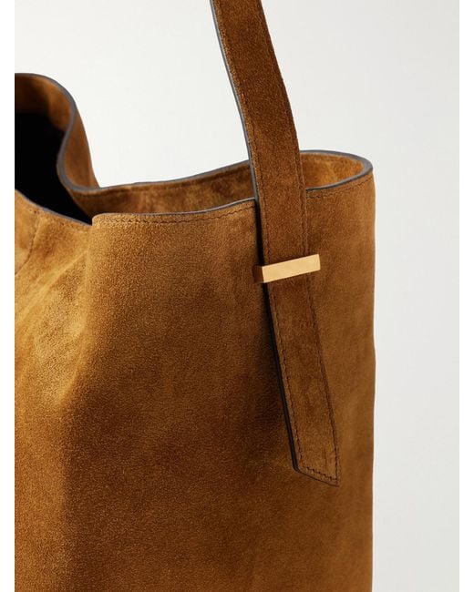 Metier Brown Tilt 22 Suede Shoulder Bag