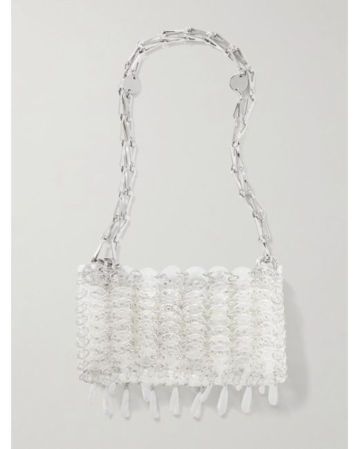 Rabanne White 1969 Schultertasche Aus Metallic-Mesh Mit Kristallen