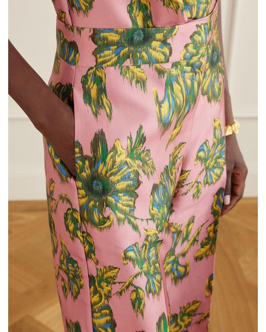 ALÉMAIS Pink Faye Floral-Print Twill Wide-Leg Pants