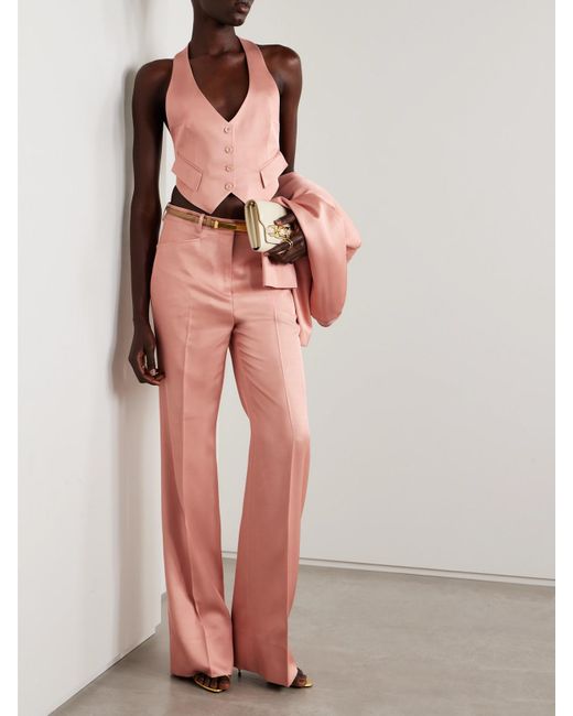 Tom Ford Pink Open-Back Silk And Wool-Blend Twill Vest