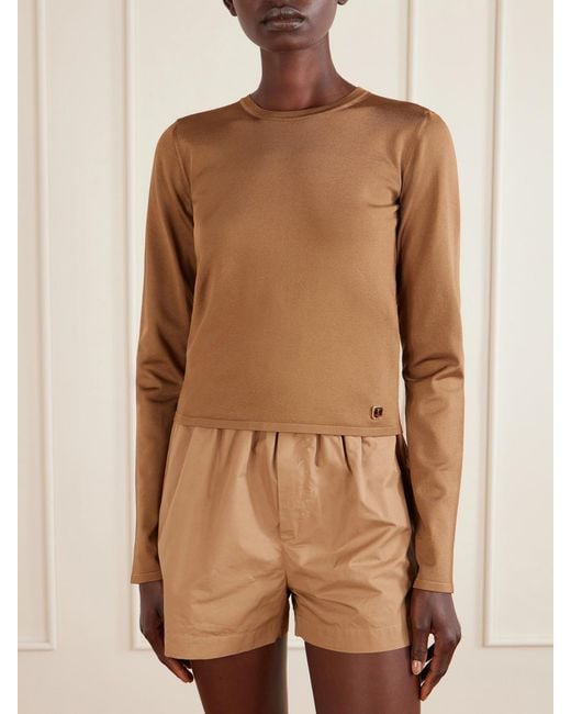 Saint Laurent Natural Logo-Embellished Woven T-Shirt