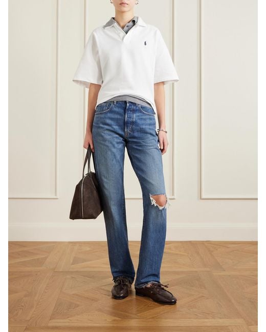 Polo Ralph Lauren Blue Distressed Straight-Leg Jeans