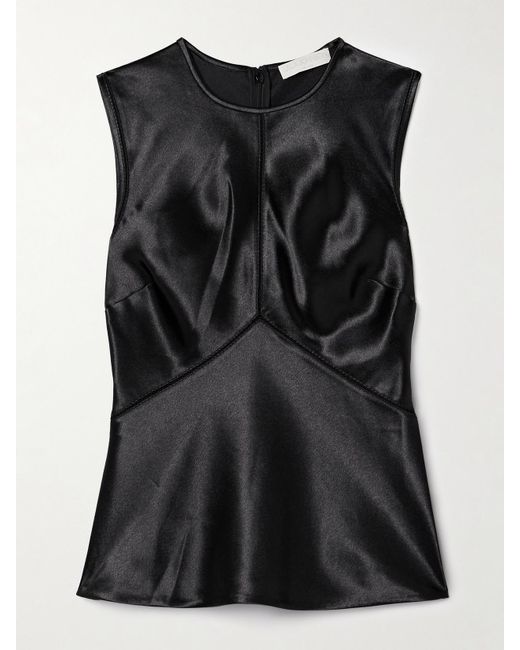 Ulla Johnson Black Kiera Tanktop Aus Satin Mit Häkelbesatz