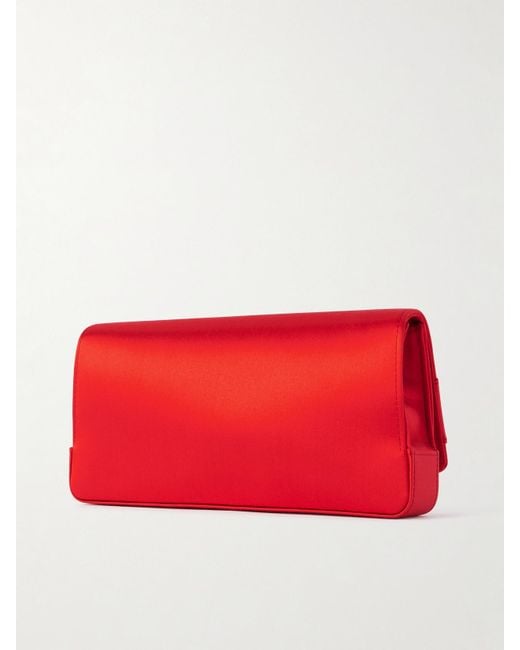 Manolo Blahnik Red Gothisi Crystal-Embellished Satin Clutch