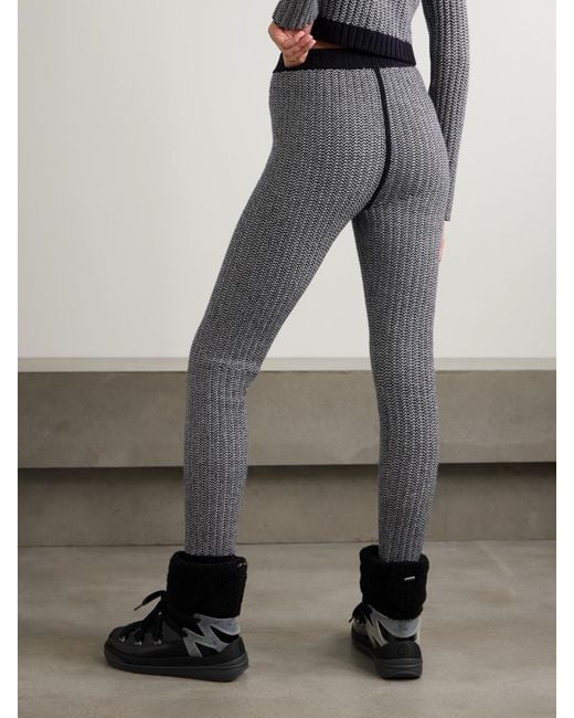 Perfect Moment Gray Jazzy Ribbed Striped Wool And Cashmere-Blend Leggings