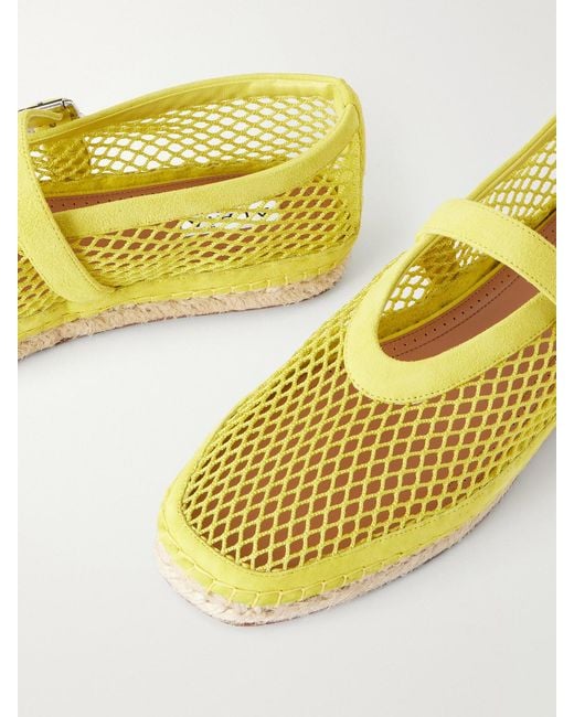 Alaïa Yellow Suede-Trimmed Mesh Espadrilles