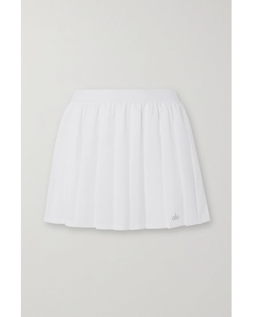 Alo Yoga Varsity Pleated Stretch-jersey Tennis Skirt in White | Lyst