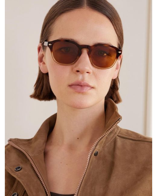 Brunello Cucinelli Multicolor Round-Frame Acetate Sunglasses