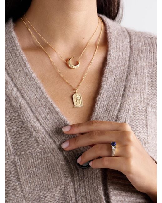 Jacquie Aiche Natural Trillion Cartouche 14-Karat Diamond Necklace
