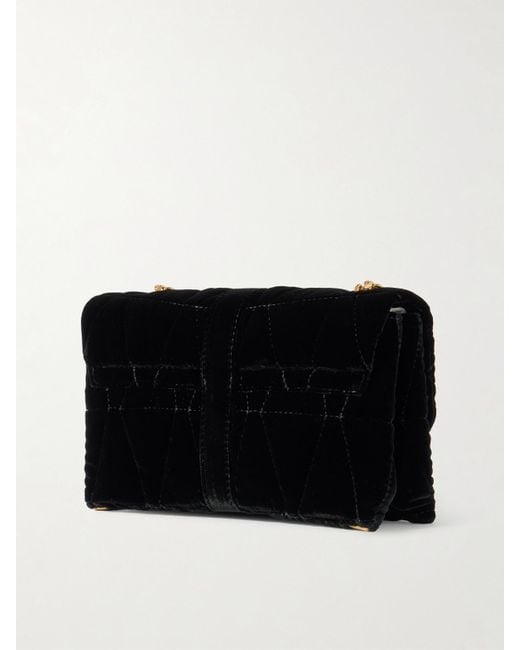 Versace Black Kleio Mini Schultertasche Aus Gestepptem Samt