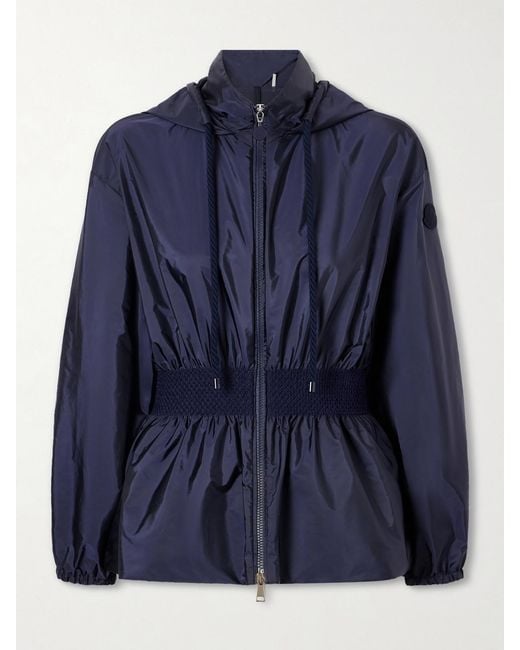 Moncler Blue Liriope Hooded Gathered Shell Jacket