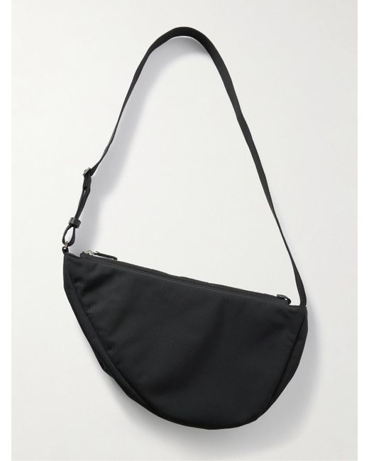 The Row Black Slouchy Banana Two Leather-Trimmed Canvas Shoulder Bag