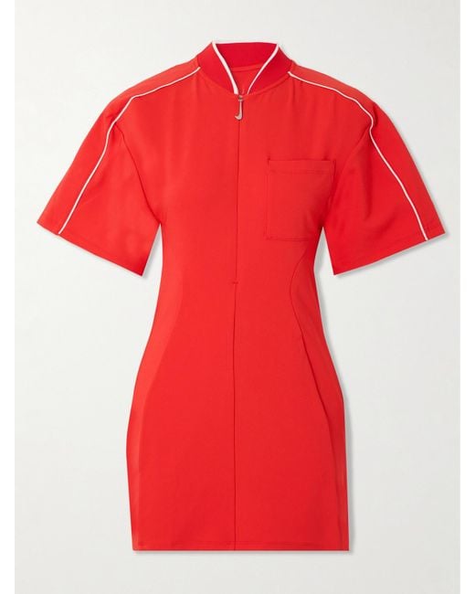 Nike Red Jacquemus Nrg Open-Back Piped Stretch-Jersey Mini Dress