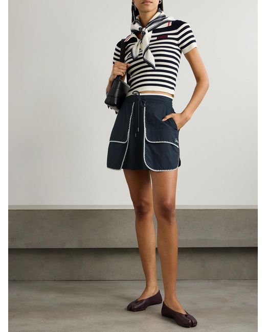Sea Blue Evelyn Embroidered Shell Shorts