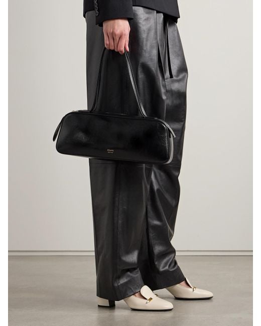 Khaite Black Simona Glossed-Leather Shoulder Bag