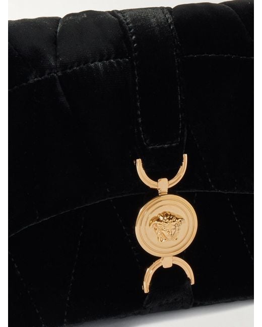 Versace Black Kleio Mini Schultertasche Aus Gestepptem Samt