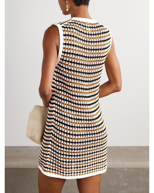 Eres White Tempo Inedite Minikleid Aus Einer Gehäkelten Baumwollmischung Mit Streifenmuster