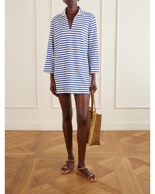 Polo Ralph Lauren Blue Striped Cotton-Jersey Mini Dress