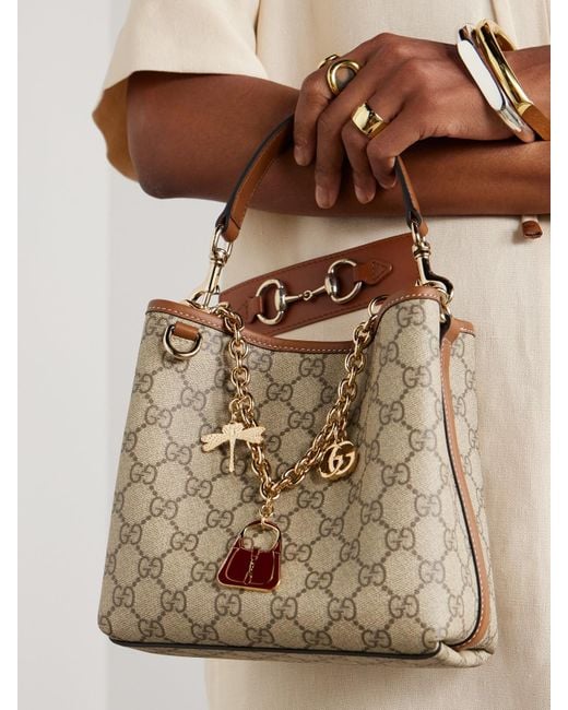 Gucci White Tone And Enamel Keychain