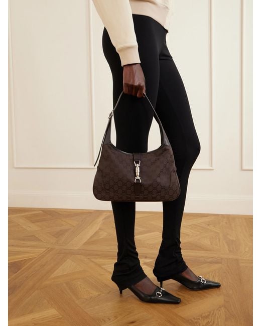 Gucci Brown Jackie 1961 Gg Supreme-Jacquard Leather-Trimmed Canvas Shoulder Bag