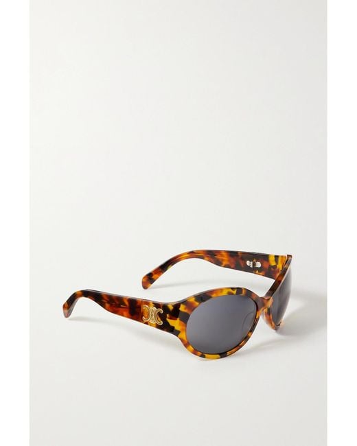 Céline Brown Triomphe Oversized Round-Frame Acetate Sunglasses