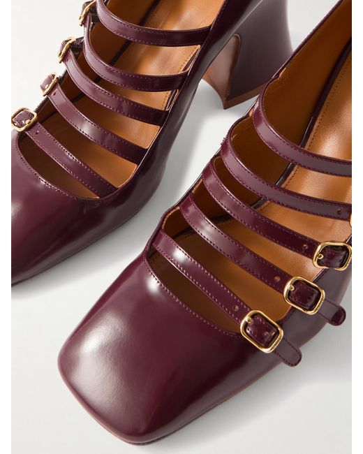 Chloé Purple Janis Buckled Glossed-Leather Mary Jane Pumps