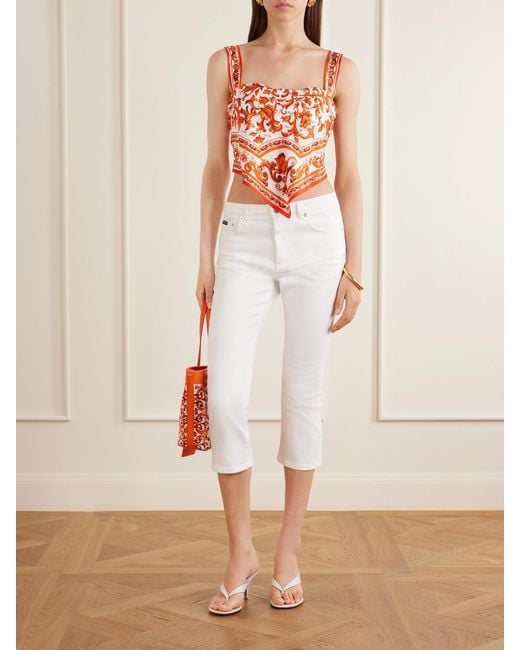 Dolce & Gabbana Orange Printed Silk Top