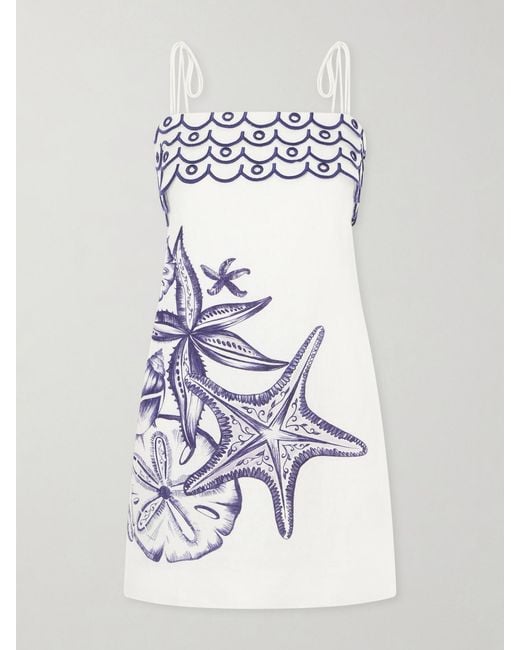 Farm Rio Natural Coast Stars Printed Linen Midi Dress