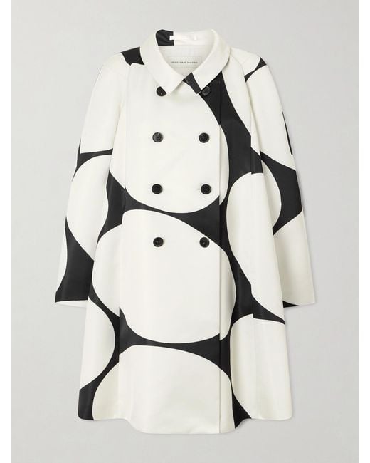 Dries Van Noten Natural Ripa Giant Egg Printed Satin Coat