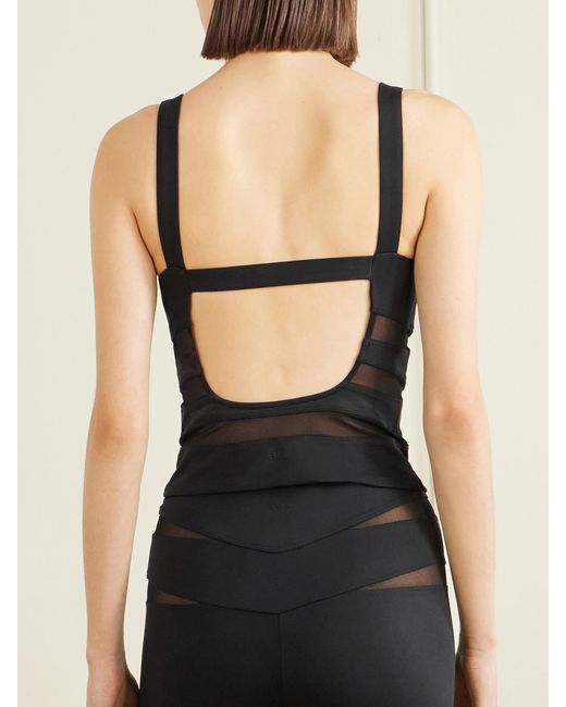 Eres Black Morgan Mesh-Paneled Stretch-Jersey Tank