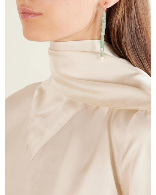 Le Sundial White Inès Sterling, Aventurine And Pearl Earrings