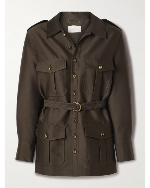 Zimmermann Black Illuminate Belted Wool And Silk-Blend Jacket