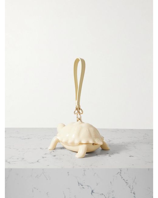 Simone Rocha Natural Tortoise Clutch Aus Acryl Mit Lederbesatz Und Kunstperlen