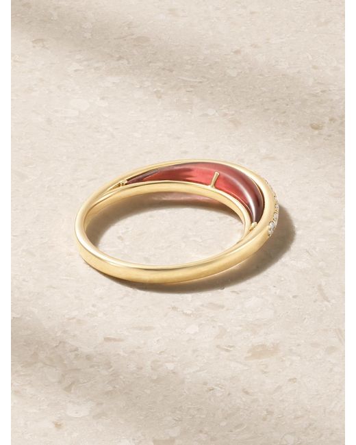 L'Atelier Nawbar Natural Bloop Moon 18-Karat, Diamond And Enamel Ring