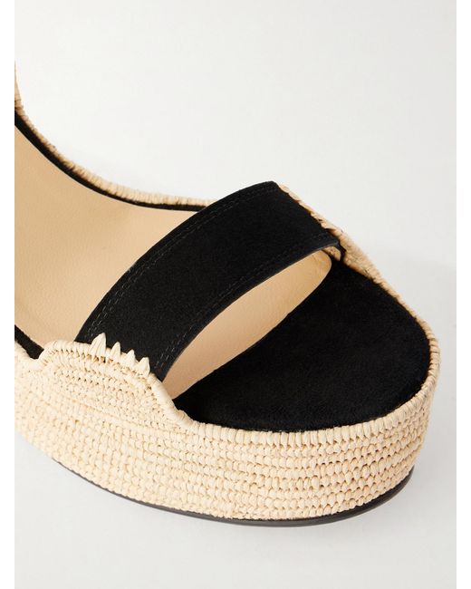 Gabriela Hearst Natural Sardis 100 Raffia-Trimmed Suede Sandals