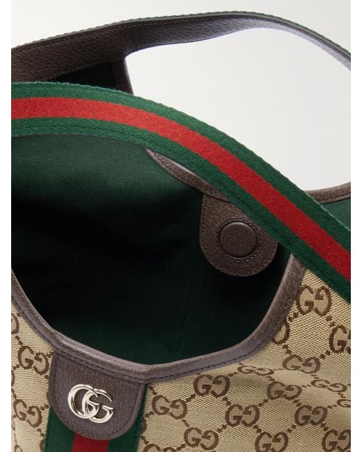 Gucci Metallic Giglio Small Leather-Trimmed Canvas-Jacquard Tote