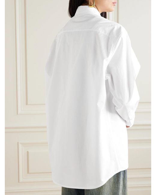 Gucci White Oversized-Hemd Aus Baumwollpopeline Mit Applikation