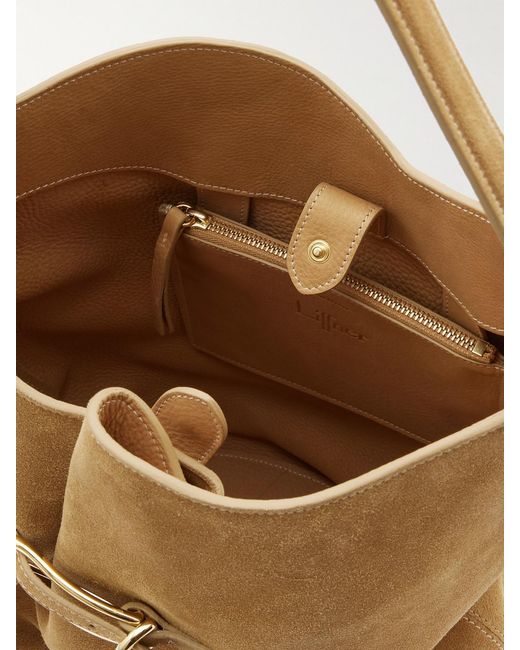 Liffner Natural Buckled Suede Bucket Bag