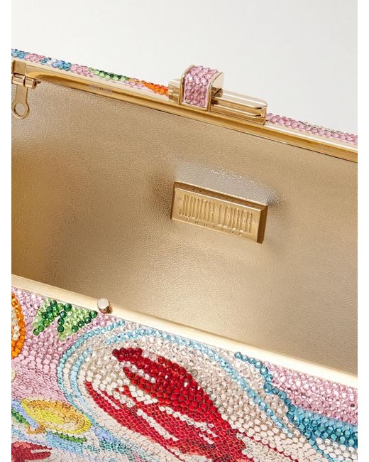 Judith Leiber Red Amalfi Slim Slide Crystal-Embellished-Tone Clutch
