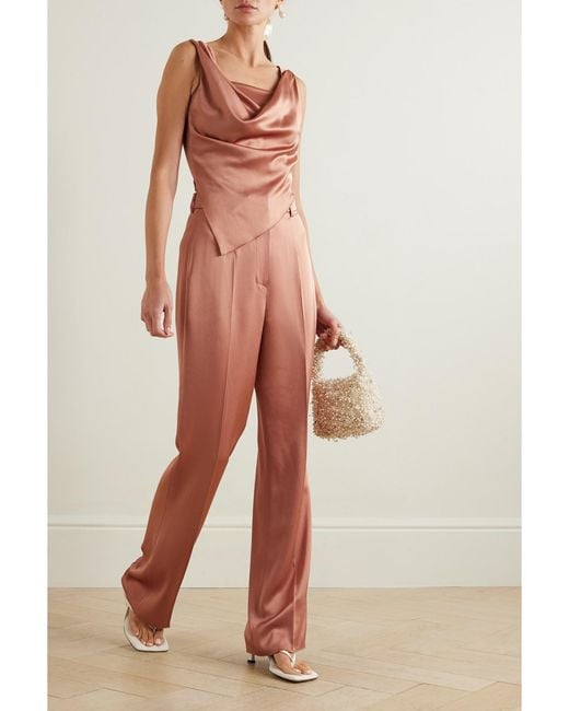 Pantalon Droit En Satin Leena Nanushka en coloris Multicolor