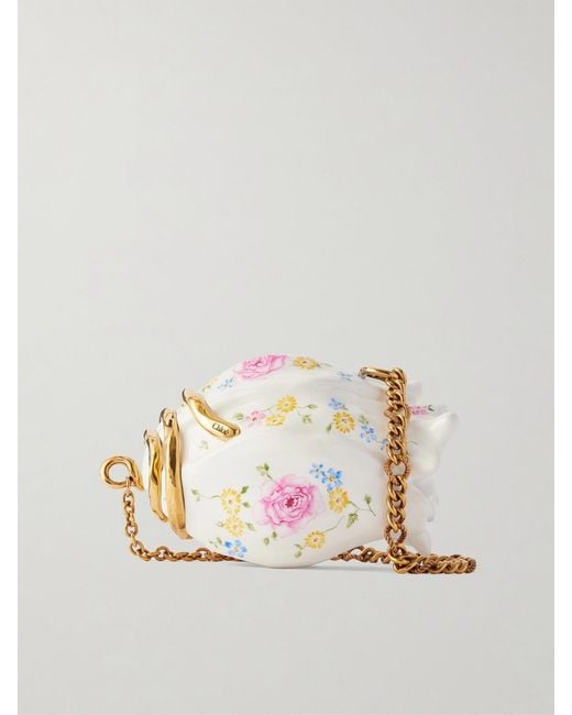 Chloé Metallic Souvenir Treasures Floral-Print Resin Shoulder Bag