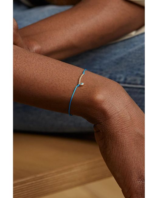 Sydney Evan Blue Evil Eye 14-Karat, Cord And Enamel Bracelet