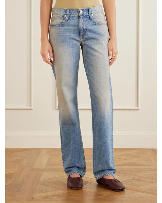 SLVRLAKE Denim Blue Ellie Low-Rise Straight-Leg Jeans