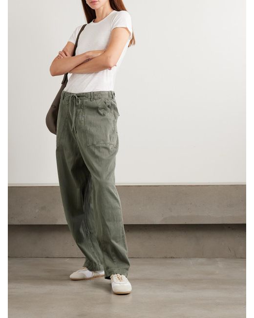 James Perse Green Cotton-Blend Tapered Pants