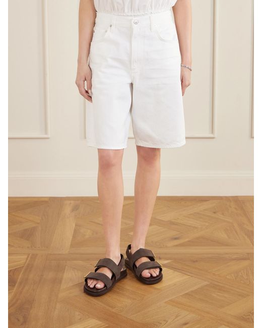 Citizens of Humanity White Court Denim Straight-Leg Shorts