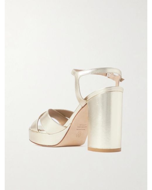 Stuart Weitzman Natural Dayna Plateausandalen Aus Metallic-Leder