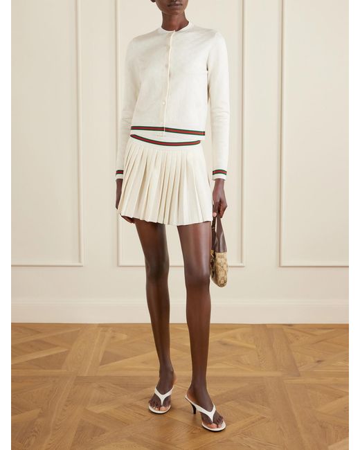 Gucci Natural Pleated Jacquard-Knit Mini Skirt