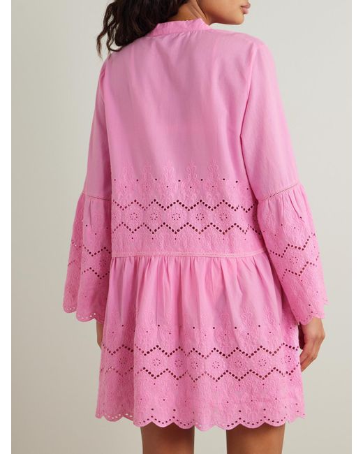 Melissa Odabash Pink Sebenna Broderie Anglaise Cotton Kaftan