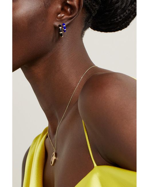 L'Atelier Nawbar Natural Bamboo 18-Karat, Onyx And Diamond Hoop Earrings