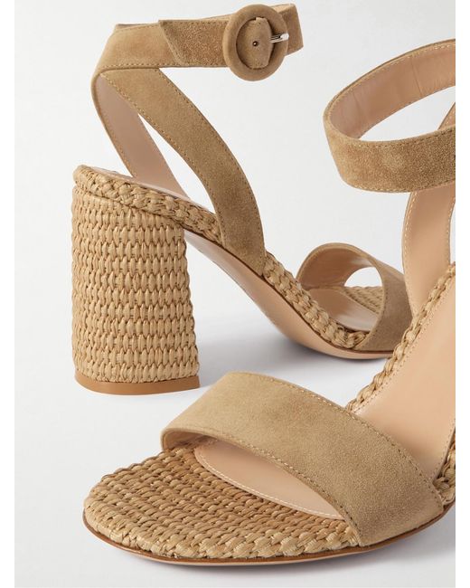 Gianvito Rossi Natural Luana 85 Suede And Raffia Sandals